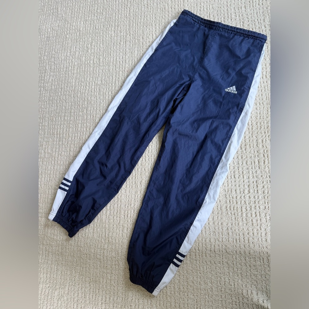 Adidas Navy and White Track Pants